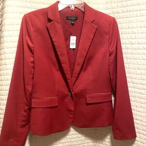 Ann Taylor Polyester Rayon Rust Blazer